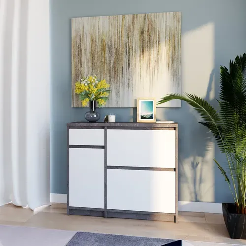 Meuble à chaussures 2 battants BEST 1 porte 1 tiroir blanc béton