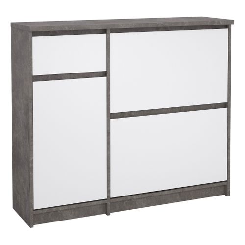 Meuble à chaussures 2 battants BEST 1 porte 1 tiroir blanc béton