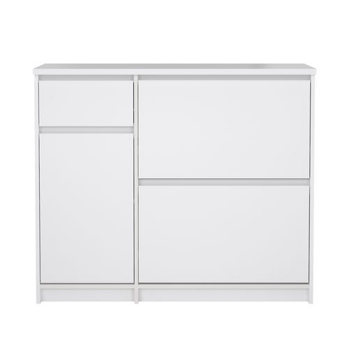 Meuble à chaussures 2 battants BEST 1 porte 1 tiroir blanc laqué