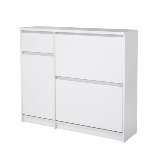 Meuble à chaussures 2 battants BEST 1 porte 1 tiroir blanc laqué