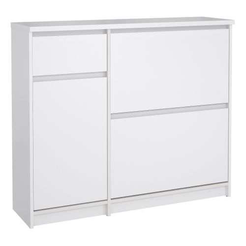 Meuble à chaussures 2 battants BEST 1 porte 1 tiroir blanc laqué