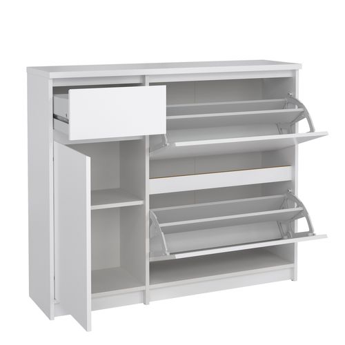 Meuble à chaussures 2 battants BEST 1 porte 1 tiroir blanc laqué