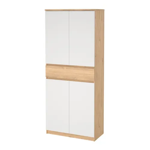 Meuble à chaussures h.191,7 cm BEST 4 portes décor chêne et blanc vue de profil