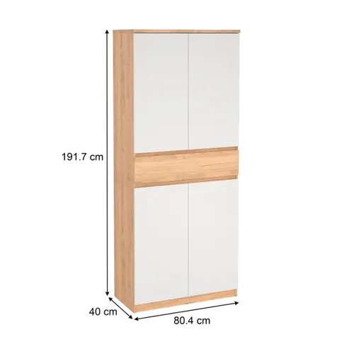 Meuble à chaussures h.191,7 cm BEST 4 portes décor chêne et blanc