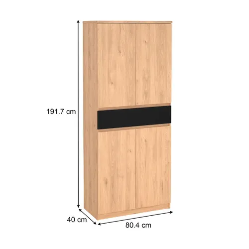 Meuble à chaussures h.191,7 cm BEST 4 portes décor chêne et noir
