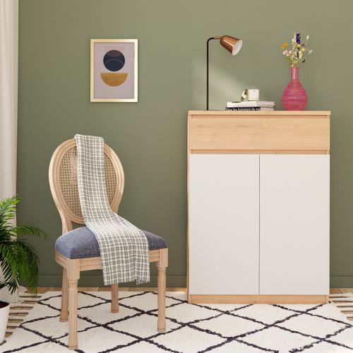 Meuble à chaussures 2 portes BEST h.111 cm décor chêne et blanc