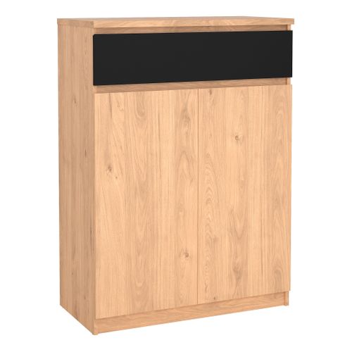 Meuble à chaussures 2  portes BEST h.111 cm décor chêne et noir