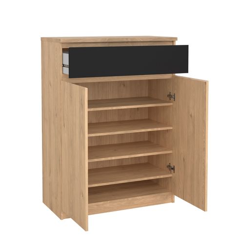 Meuble à chaussures 2  portes BEST h.111 cm décor chêne et noir