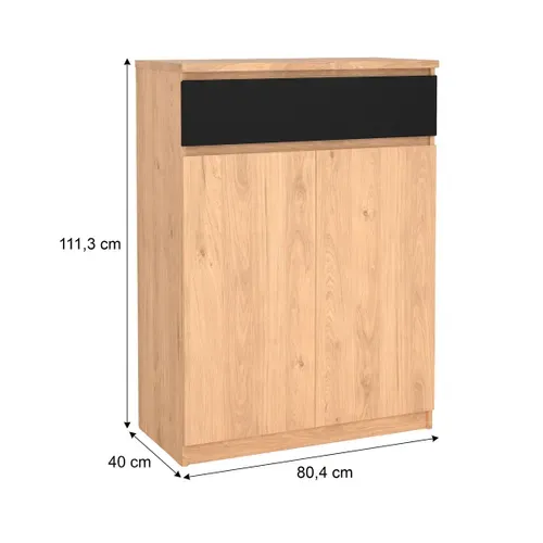 Meuble à chaussures 2  portes BEST h.111 cm décor chêne et noir