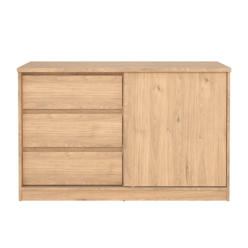 Rangement 3 tiroirs 1 porte BEST coulissante imitation chêne