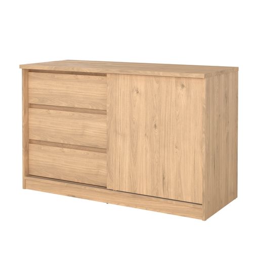 Rangement 3 tiroirs 1 porte BEST coulissante imitation chêne