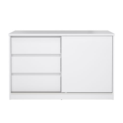 Rangement 3 tiroirs 1 porte BEST coulissante blanc laqué