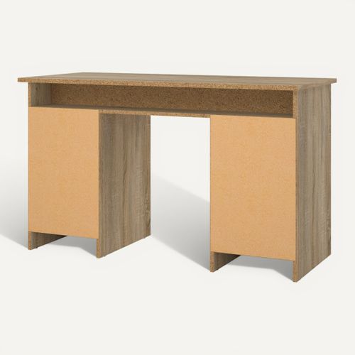Bureau 3 tiroirs et 1 porte CLASS imitation chêne et noir vue de derrière