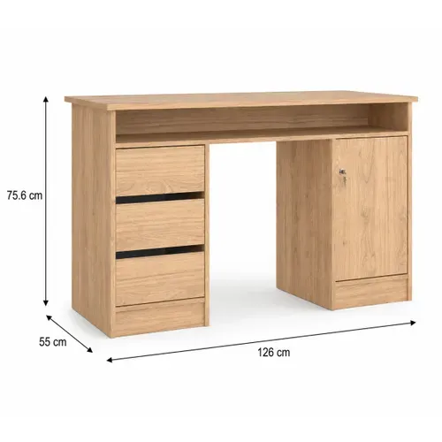 Bureau 3 tiroirs et 1 porte CLASS imitation chêne