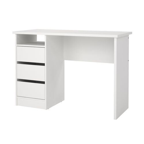Bureau 3 tiroirs et 1 niche STUDY Blanc