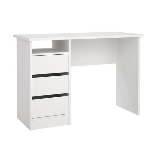 Bureau 3 tiroirs et 1 niche STUDY Blanc