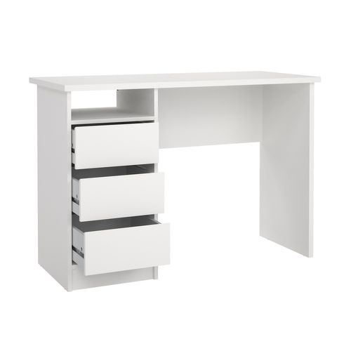 Bureau 3 tiroirs et 1 niche STUDY Blanc