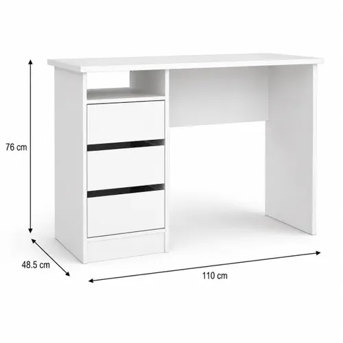 Bureau 3 tiroirs et 1 niche STUDY Blanc