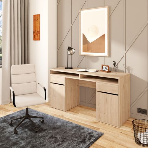 Bureau 2 portes et 2 tiroirs BEST MINISTRE imitation chêne clair