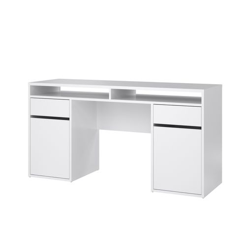 Bureau 2 portes et 2 tiroirs BEST MINISTRE Blanc laqué