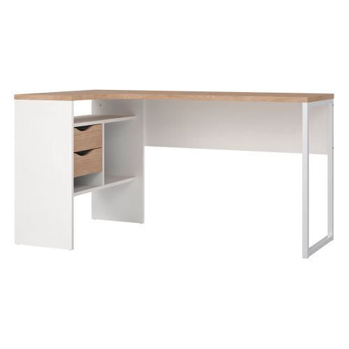 Bureau d'angle ALKOR 2 Imitation chêne clair et blanc
