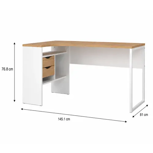 Bureau d'angle ALKOR 2 Imitation chêne clair / blanc