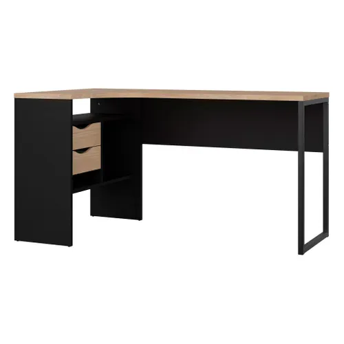 Bureau d'angle ALKOR 2 Imitation chêne clair et noir