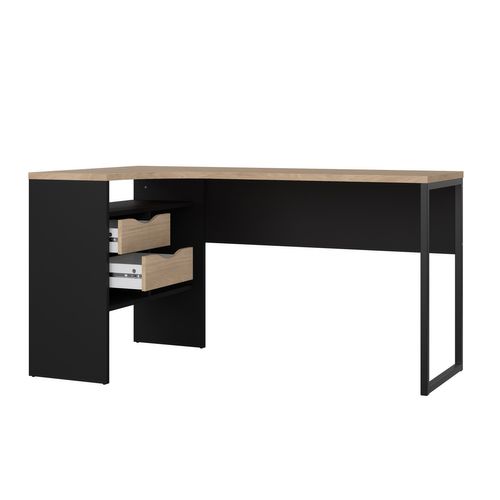 Bureau d'angle ALKOR 2 Imitation chêne clair et noir