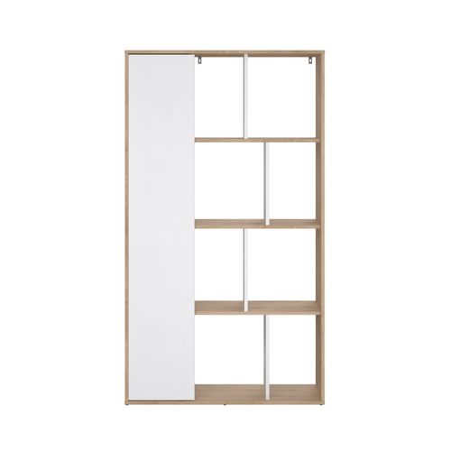 Bibliothèque 1 porte ARLO imitation chêne et blanc