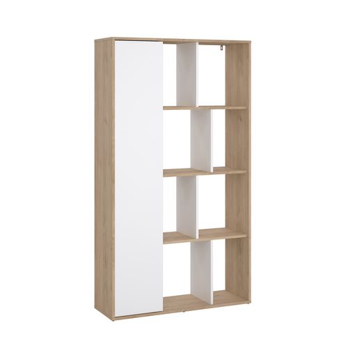 Bibliothèque 1 porte ARLO imitation chêne et blanc