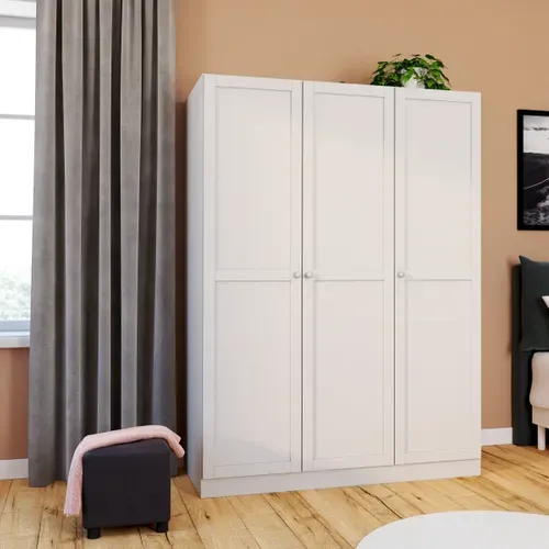 Armoire 3 portes L. 147 cm BILLUND blanc vue d'ambiance 1