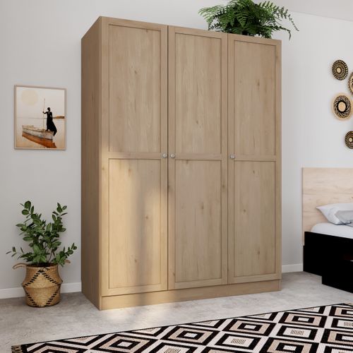 Armoire 3 portes L. 147 cm BILLUND imitation chêne