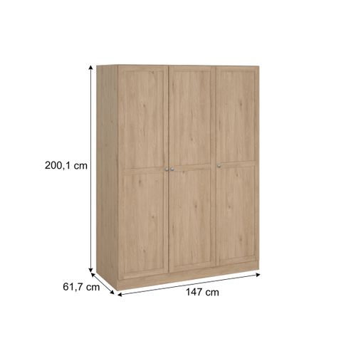 Armoire 3 portes L. 147 cm BILLUND imitation chêne