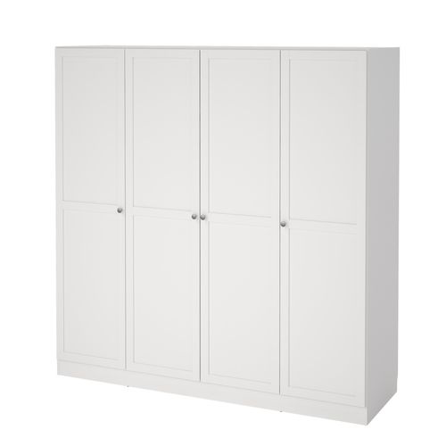 Armoire 4 portes L. 195,5 cm BILLUND blanc vue de profil