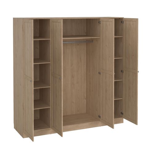 Armoire 4 portes L. 195 cm BILLUND imitation chêne