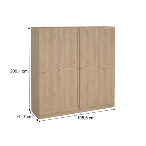 Armoire 4 portes L. 195 cm BILLUND imitation chêne