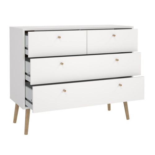 Commode 4 Tiroirs Avec Pieds En Bois L98,7 Cm