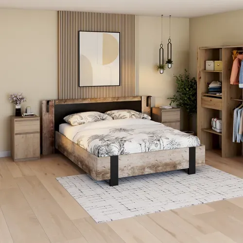 Chevet 1 tiroir 1 porte BEST imitation chêne