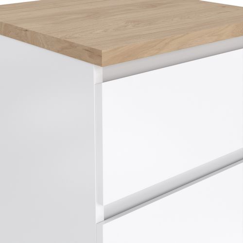 Chevet 1 tiroir 1 porte BEST blanc/ imitation chêne vue détaillée