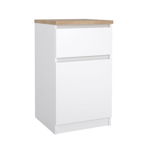 Chevet 1 tiroir 1 porte BEST blanc/ imitation chêne