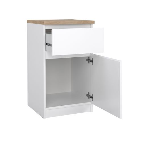 Chevet 1 tiroir 1 porte BEST blanc/ imitation chêne