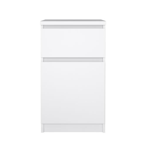 Chevet 1 tiroir 1 porte BEST blanc brillant vue de face