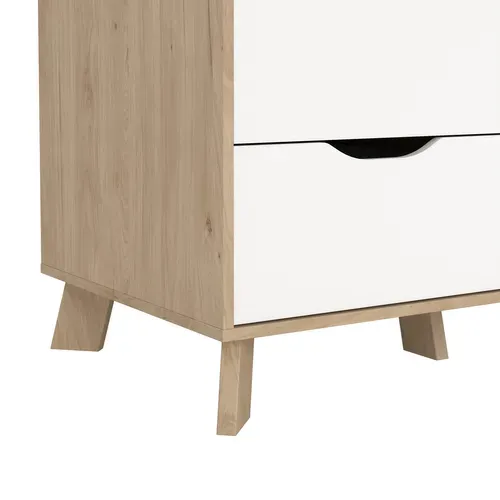 Armoire 3 portes 2 tiroirs IKAST miroir imitation chêne vue détaillée