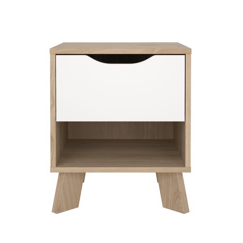Chevet 1 tiroir 1 niche IKAST imitation chêne blanc
