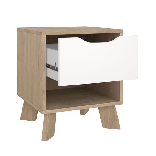 Chevet 1 tiroir 1 niche IKAST imitation chêne blanc