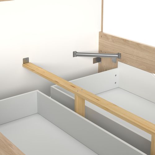 Lit 140x190 cm 2 tiroirs IKAST imitation chêne blanc vue accessoires