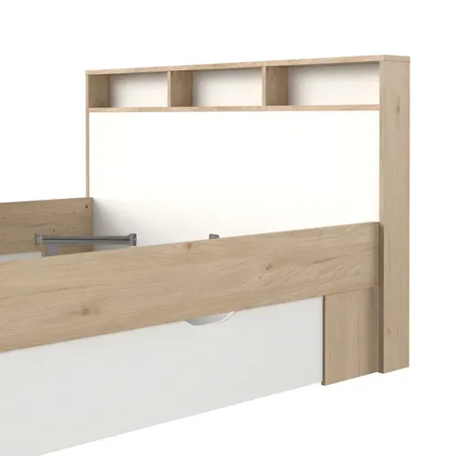 Lit 140x190 cm 2 tiroirs IKAST imitation chêne blanc