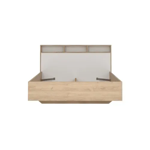 Lit 160x200 cm IKAST imitation chêne blanc vue de face