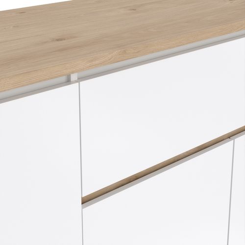 Buffet 4P/1T MOSS Blanc laqué/imitation chêne