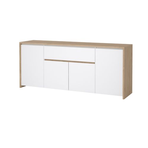 Buffet 4P/1T MOSS Blanc laqué/imitation chêne